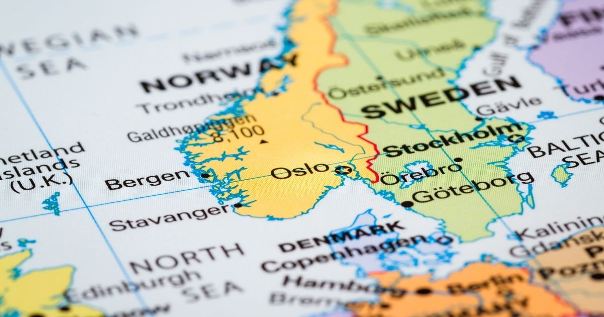 A map of Scandinavia is pictured above.