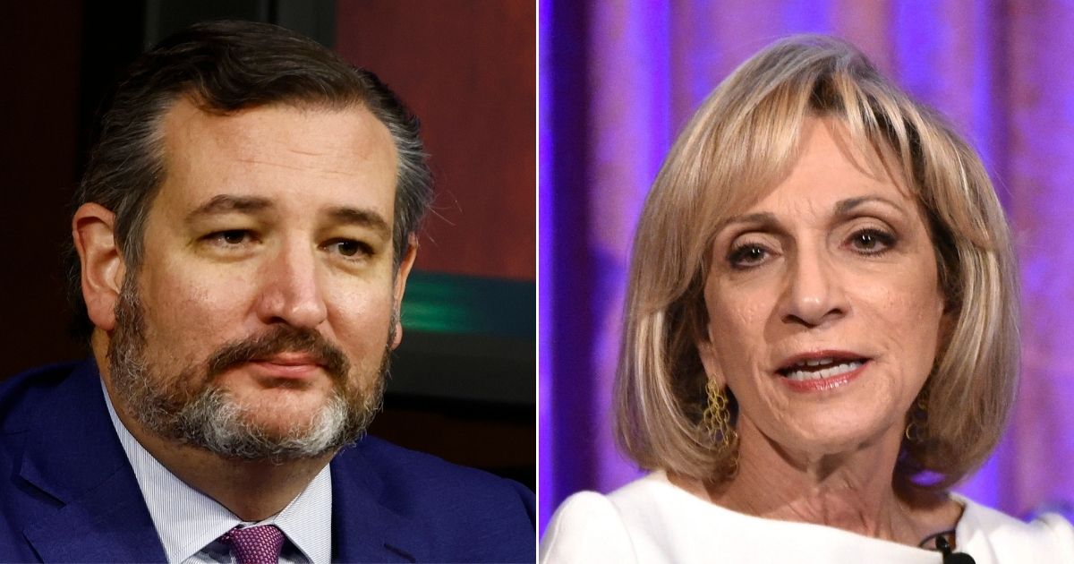 Republican Sen. Ted Cruz of Texas, left, and Andrea Mitchell of NBC News, right.