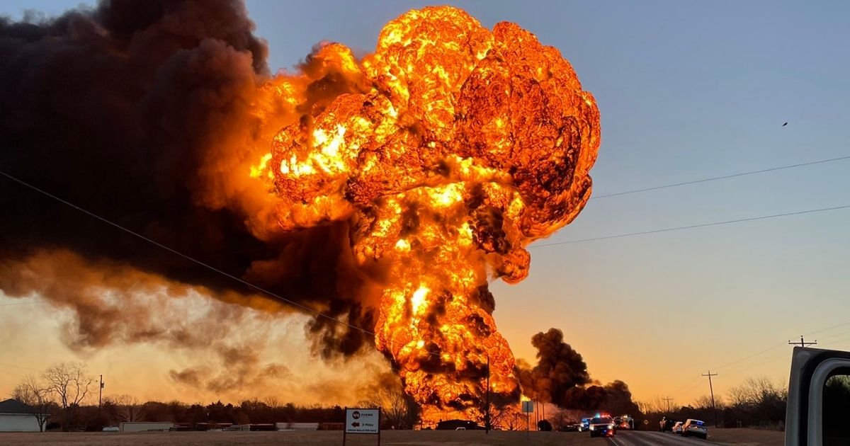 Pictured above is a fireball from an explosion that occurred after a tractor-trailer collided with a train carrying petroleum near Cameron, Texas.