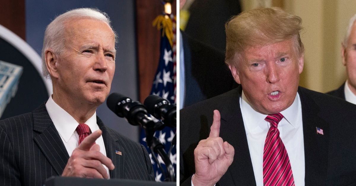 President Joe Biden, left; former President Donald Trump, right.