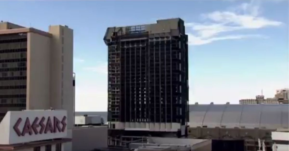 The one-time Trump Plaza Hotel and Casino, center, which closed in 2014, is pictured before demolition on Feb. 17, 2021. Former President Donald Trump hadn’t owned the property since 2016.