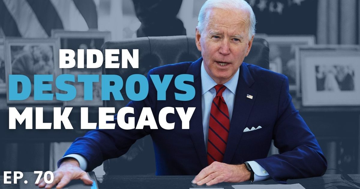 Joe Biden is destroying the 1964 Civil Rights Act, which states all people "shall be entitled to be free, at any establishment or place, from discrimination or segregation of any kind on the ground of race, color, religion, or national origin."