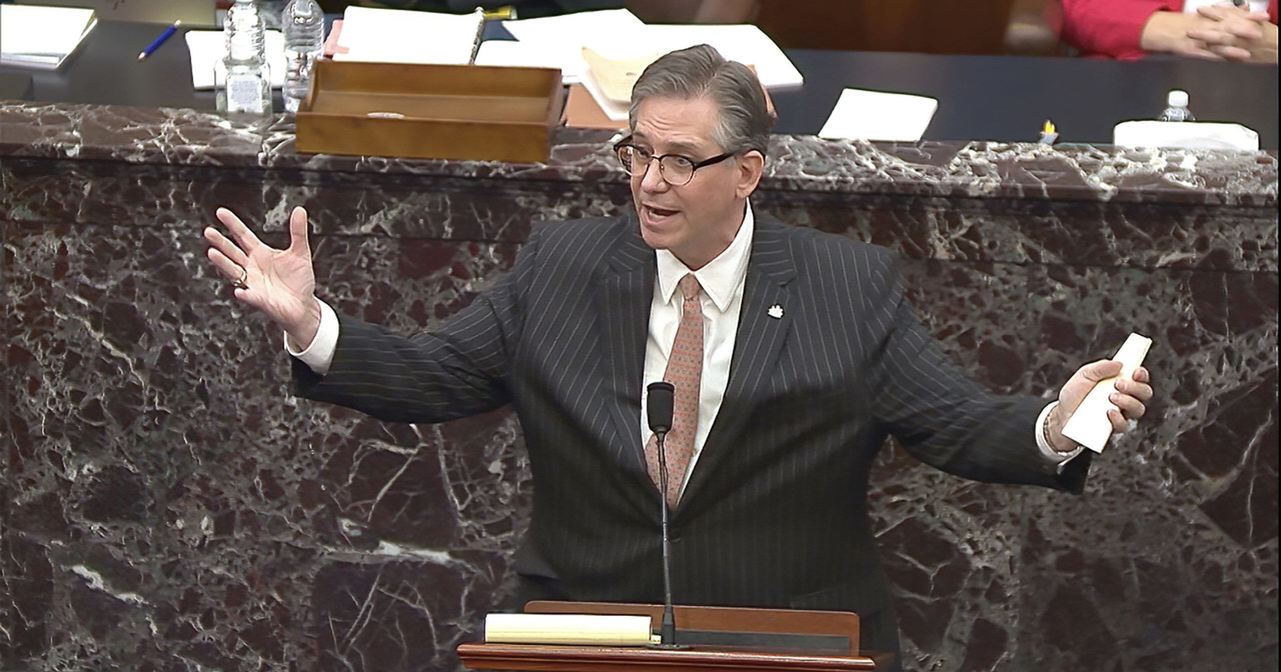 Bruce Castor, an attorney for former President Donald Trump, speaks during Trump's second impeachment trial in the Senate at the US Capitol in Washington, D.C., on Feb. 9, 2021.