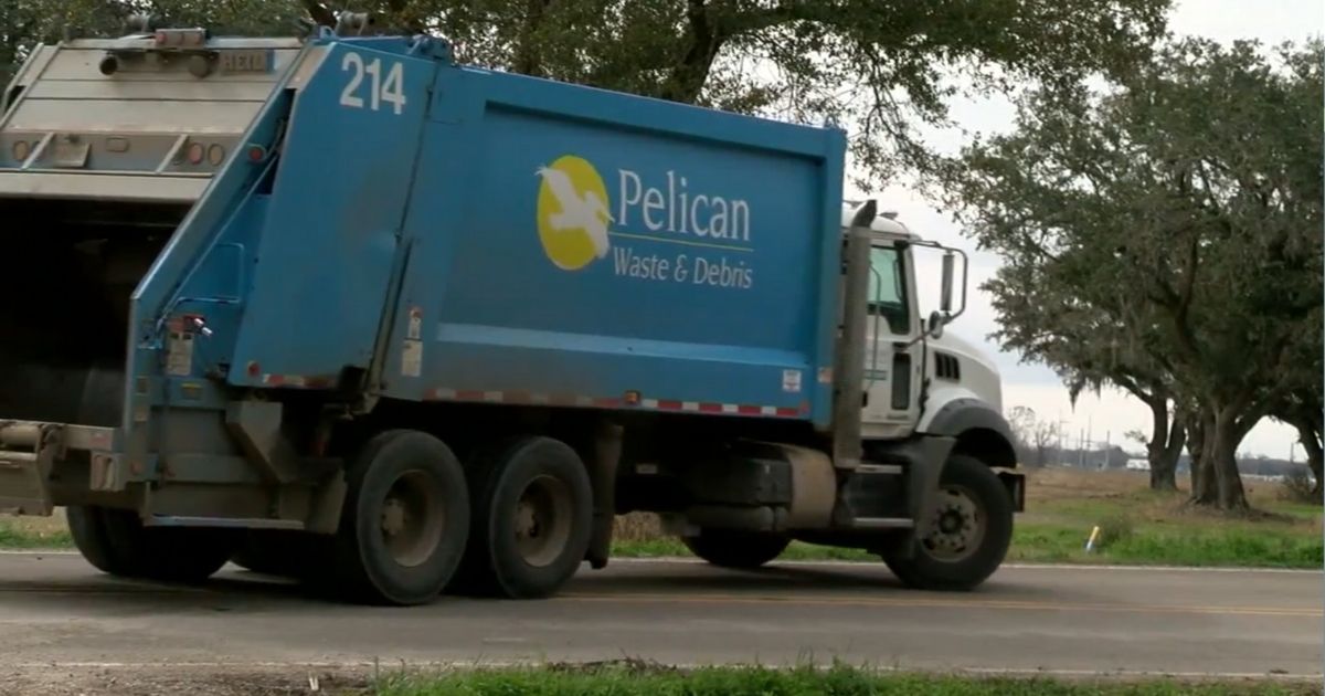 A Pelican Waste truck is pictured above. Two employees helped save a 10-year-old's life on Monday after recognizing a vehicle from an Amber Alert.