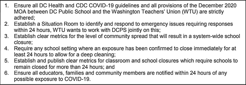 washington teachers union demands