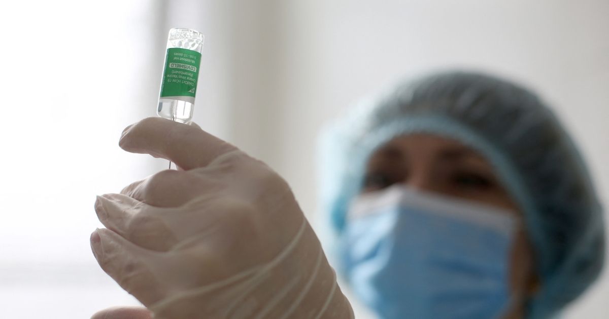 A Ukrainian army medic prepares a dose of the Oxford/AstraZeneca vaccine against the coronavirus disease on Tuesday.