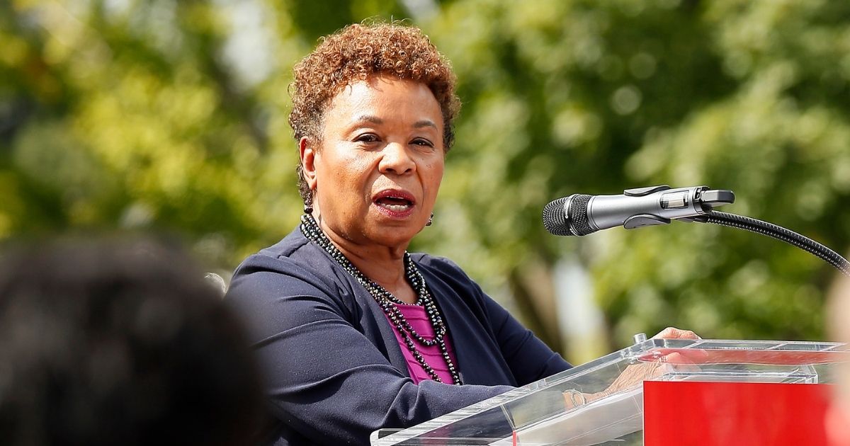 Democratic Rep. Barbara Lee of California speaks at the “Impeachment Now!” rally in support of an immediate inquiry toward articles of impeachment against former President Donald Trump on the grounds of the U.S. Capitol on Sept. 26, 2019, in Washington, D.C.