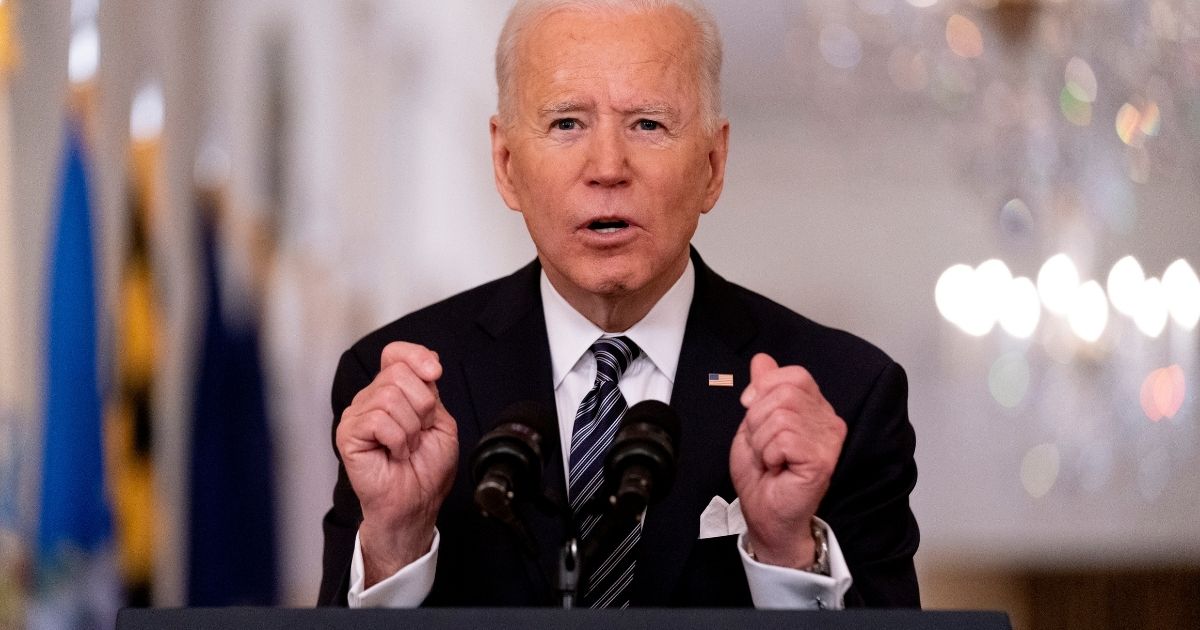 President Joe Biden speaks about the COVID-19 pandemic during a prime-time address from the East Room of the White House on Thursday.