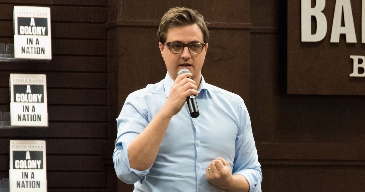 Journalist and author Chris Hayes speaks during his book signing for 'A Colony In A Nation' at Barnes & Noble at The Grove on March 27, 2017, in Los Angeles.
