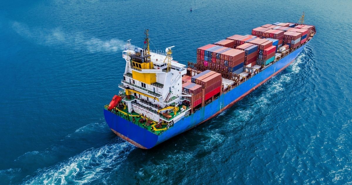 A container ship on the open sea is pictured in the stock image above.