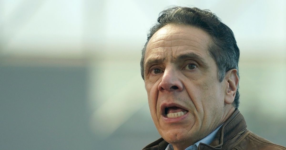New York Governor Andrew Cuomo speaks to people at a vaccination site on March 8 in New York.
