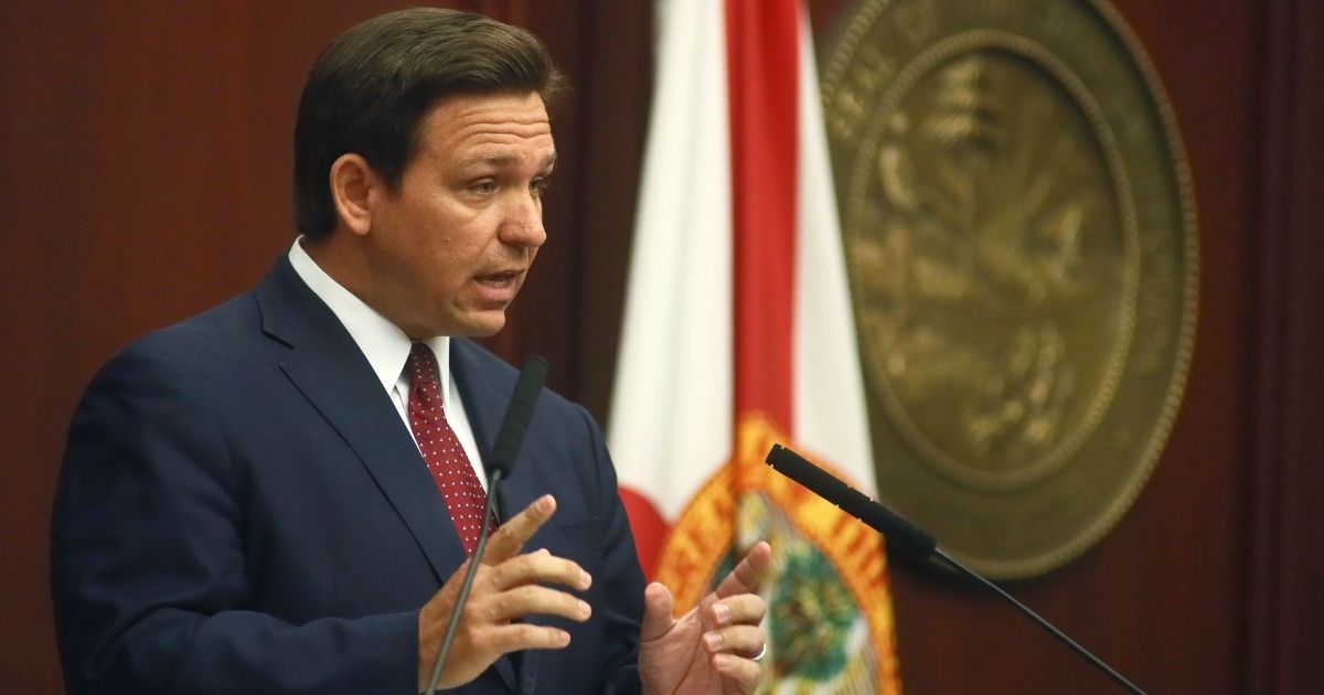 Florida Gov. Ron DeSantis delivers his State of the State address at the Capitol in Tallahassee on March 2.