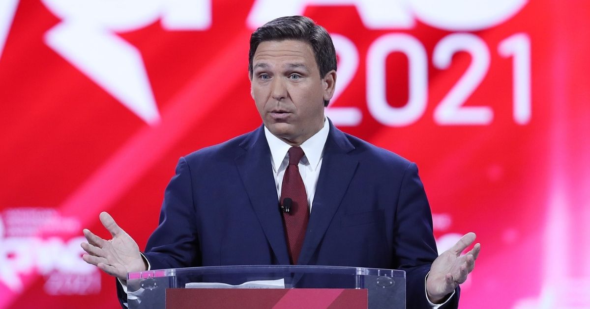 Republican Florida Gov. Ron DeSantis speaks at the opening of the Conservative Political Action Conference at the Hyatt Regency on Feb. 26 in Orlando, Florida.