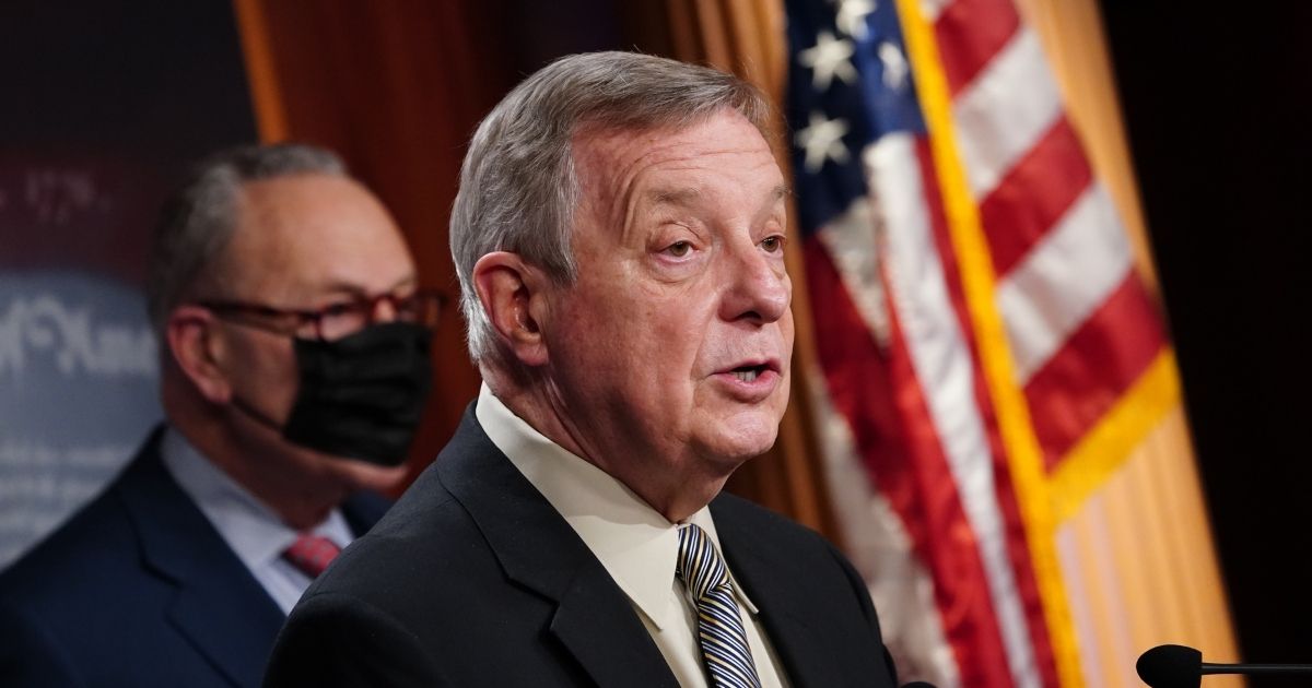 Senate Majority Whip Dick Durbin speaks at a news conference at the U.S. Capitol on Tuesday in Washington, D.C.