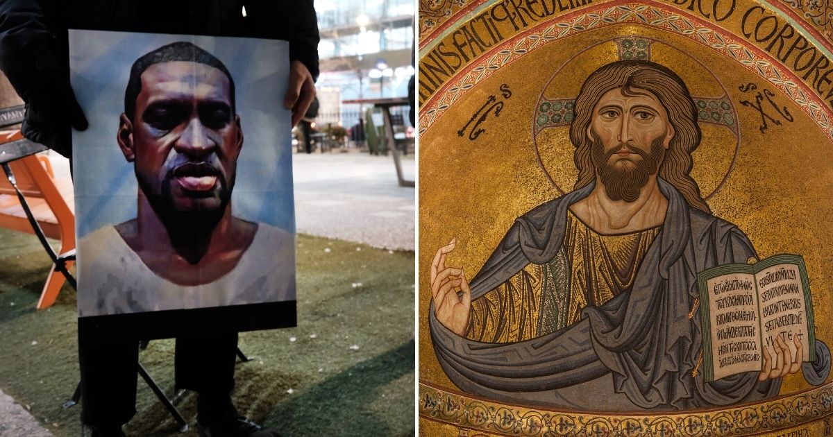 The judge in the murder trial of former Minneapolis police officer Derek Chauvin has banned experts from comparing George Floyd, a picture of whom is seen on the left, to Jesus.