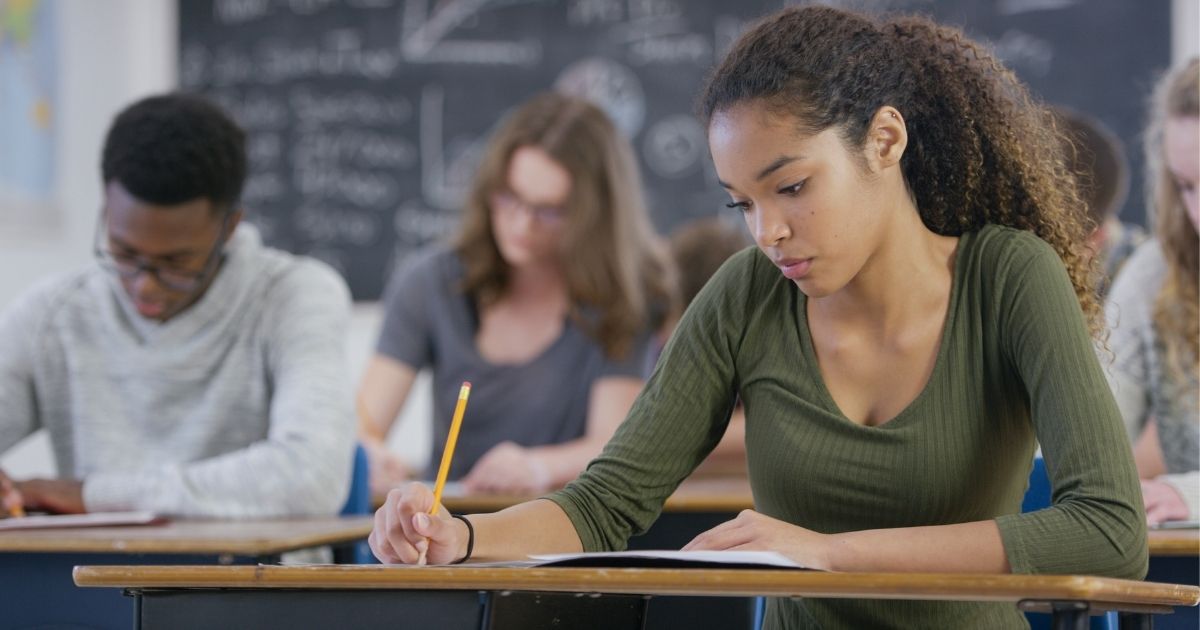This stock photo portrays a group of high school students seated in a classroom. A recent sex health survey administered to tenth-graders at the Brookfield Central High School in Wisconsin has prompted criticism from parents who deemed the survey inappropriate learning material.