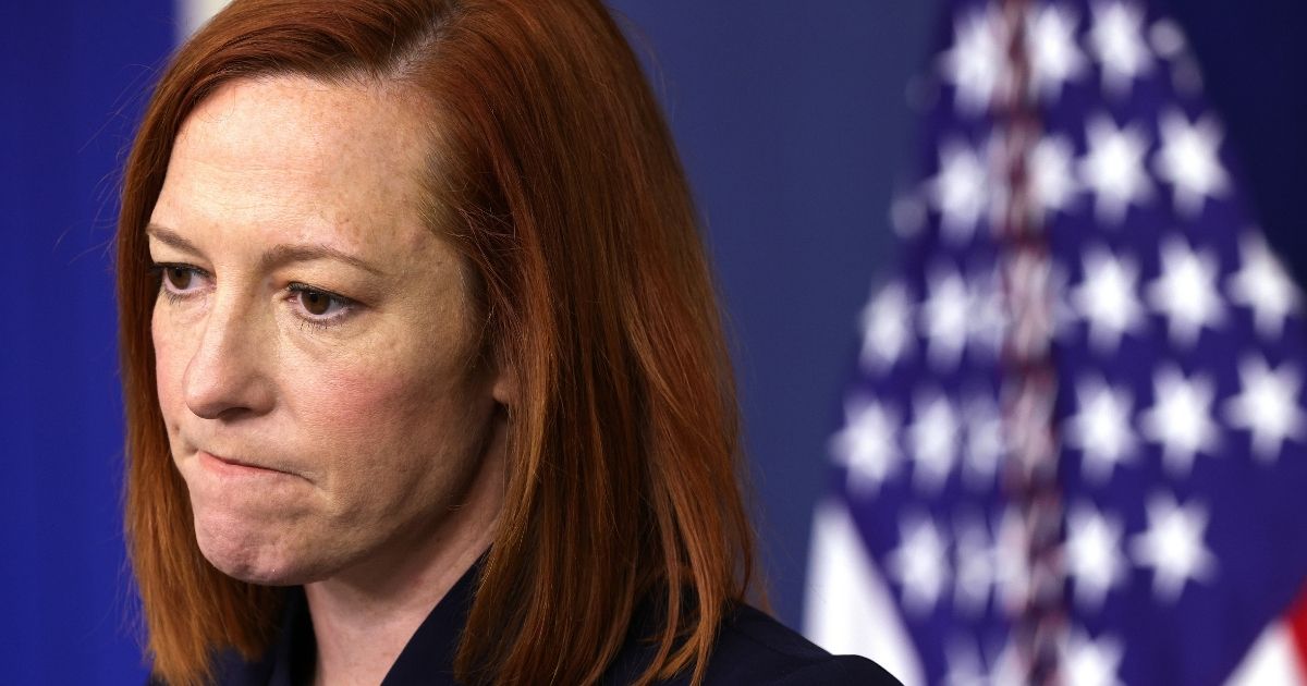 White House press secretary Jen Psaki pauses during a daily press briefing at the James Brady Press Briefing Room of the White House on Wednesday in Washington, D.C.