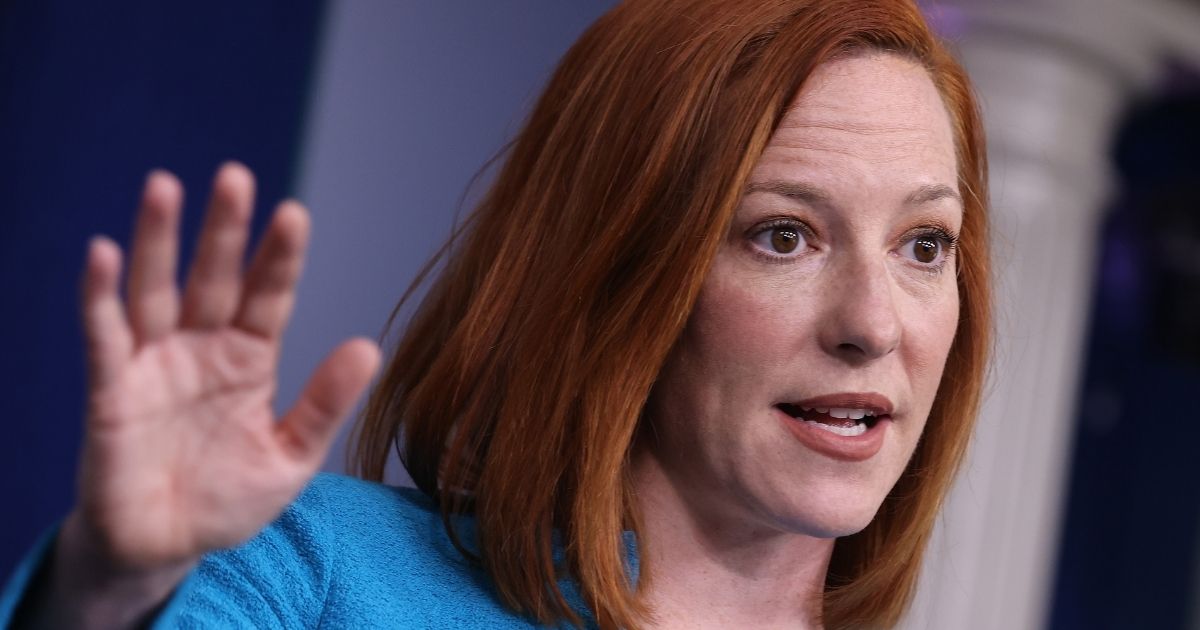 White House press secretary Jen Psaki speaks during her daily news conference in the Brady Press Briefing room of the White House in Washington on Monday.