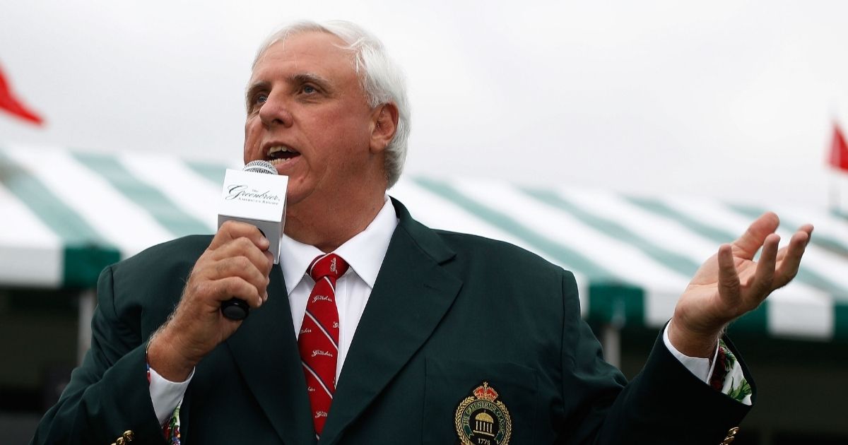 Businessman Jim Justice, now the governor of West Virginia, speaks at the Greenbrier Classic on Aug. 1, 2010, in White Sulphur Springs, West Virginia.