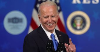 President Joe Biden speaks during an event with the CEOs of Johnson & Johnson and Merck at the South Court Auditorium of the Eisenhower Executive Office Building on Wednesday in Washington, D.C.