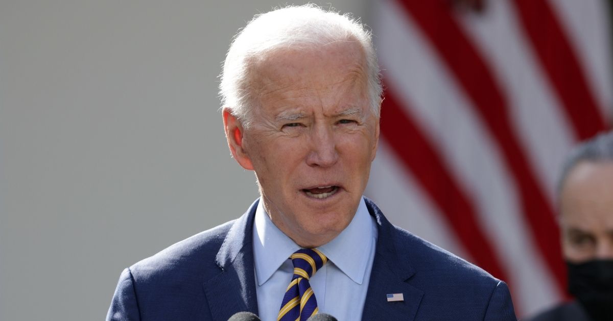 President Joe Biden speaks during an event on the American Rescue Plan in the Rose Garden of the White House in Washington, D.C., on Friday.
