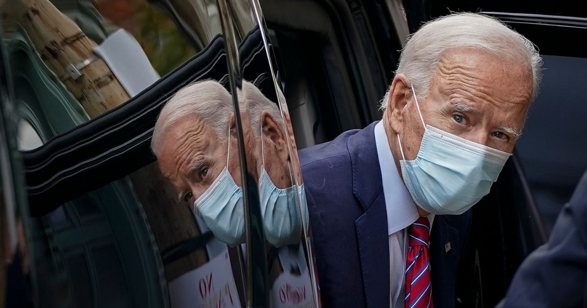 President Joe Biden arrives at The Queen theater on Oct. 19, 2020, in Wilmington, Delaware.