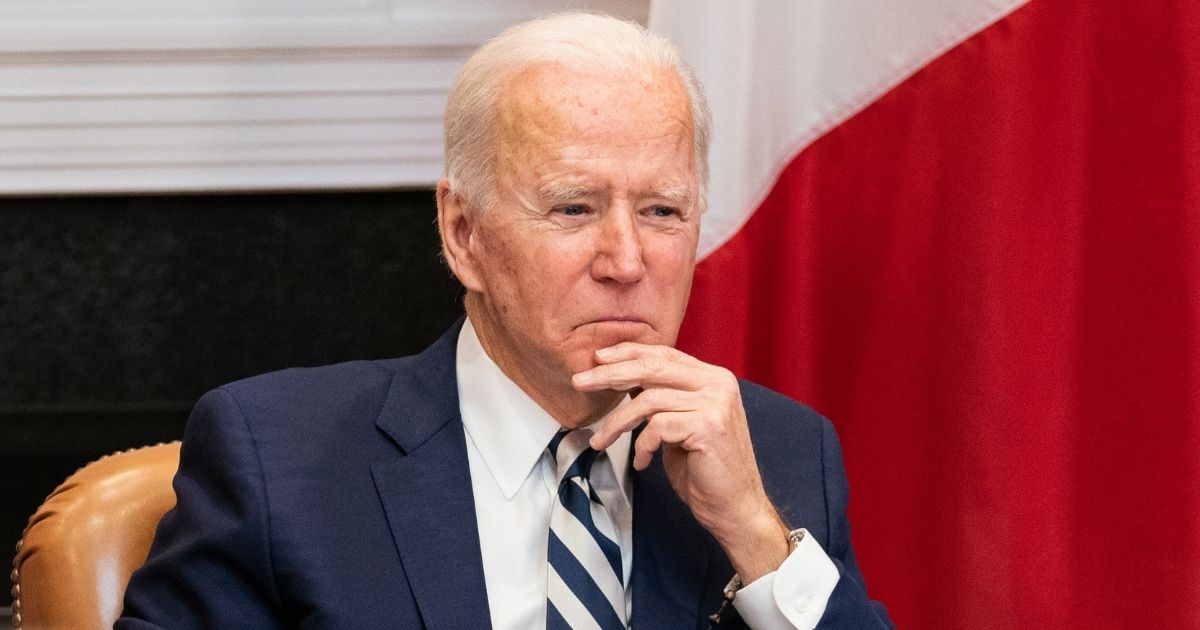 President Joe Biden attends a virtual meeting with Mexican President Andrés Manuel López Obrador in the Roosevelt Room of the White House on Monday.
