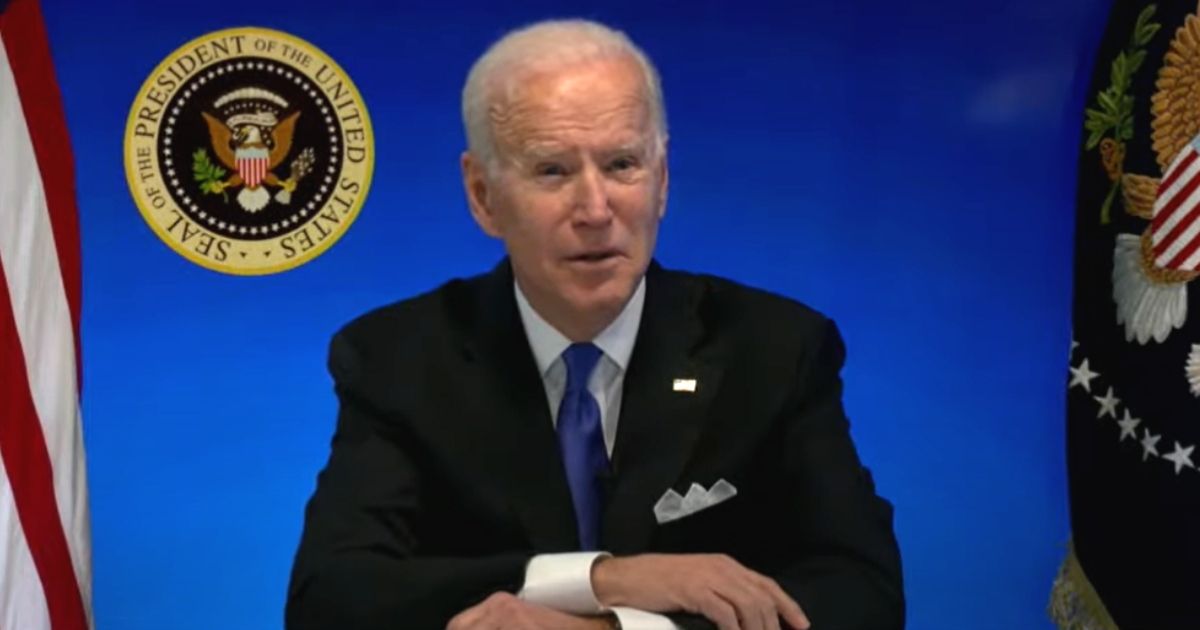 President Joe Biden speaks during a virtual event with House Democrats.