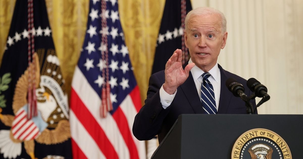 President Joe Biden answers questions during the first news conference of his presidency in the East Room of the White House on Thursday in Washington, D.C.