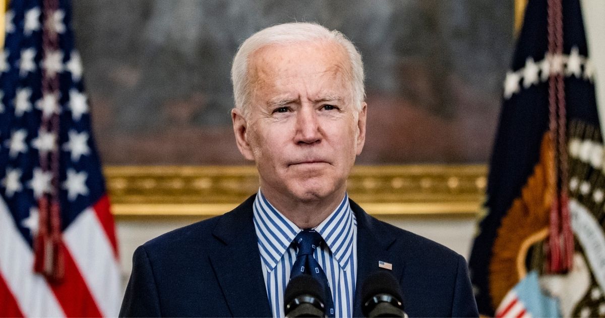 President Joe Biden speaks from the State Dining Room following the passage of the American Rescue Plan in the U.S. Senate at the White House on Saturday in Washington, D.C.