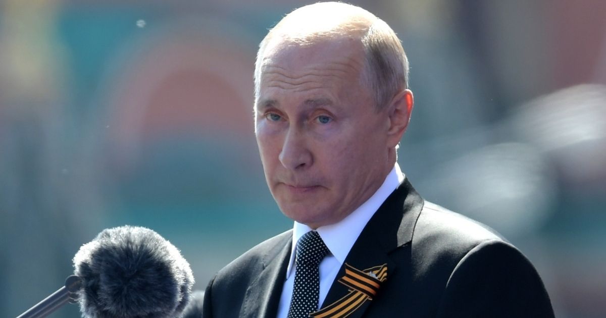 Russian President Vladimir Putin makes a speech in Moscow's Red Square during a Victory Day military parade on June 24.
