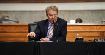 Republican Sen. Rand Paul of Kentucky asks questions during a Senate Homeland Security and Governmental Affairs & Senate Rules and Administration joint hearing to discuss the Jan. 6 attack on the U.S. Capitol on March 3, 2021 in Washington, D.C.