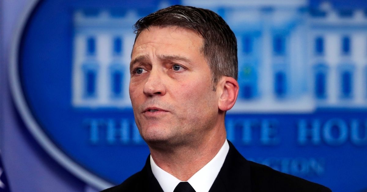 Then-White House physician Dr. Ronny Jackson speaks to reporters during a briefing at the White House in Washington Jan. 16, 2018.