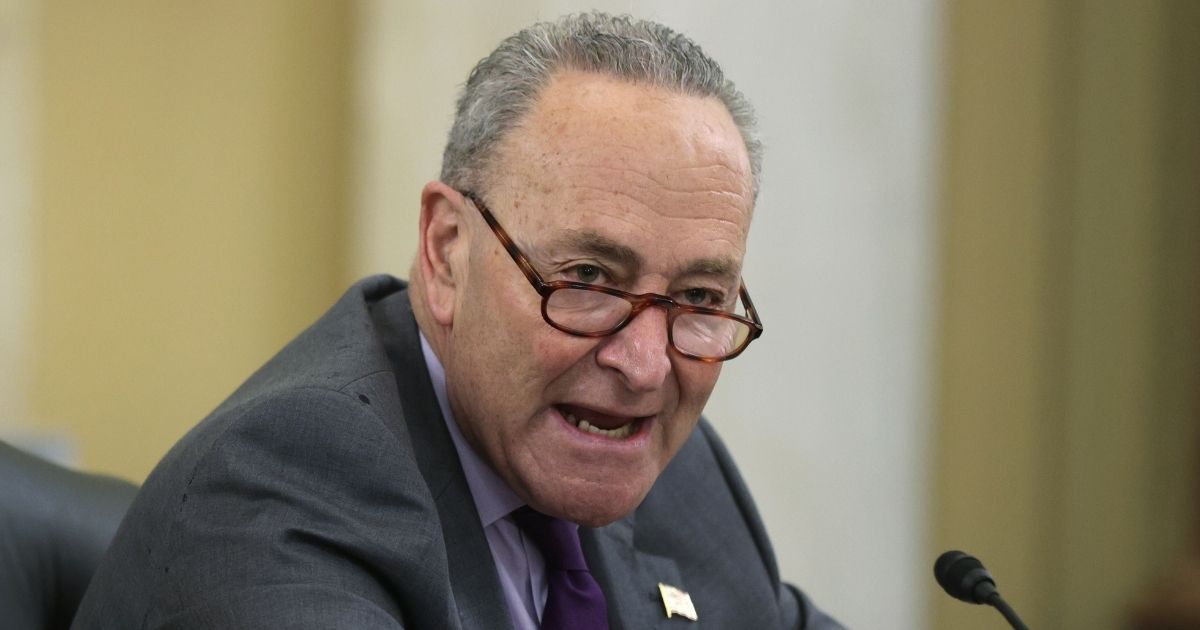 Senate Majority Leader Sen. Chuck Schumer of New York speaks during a hearing on the so-called For the People Act before the Senate Rules and Administration Committee at the Russell Senate Office Building on Capitol Hill in Washington on Wednesday.