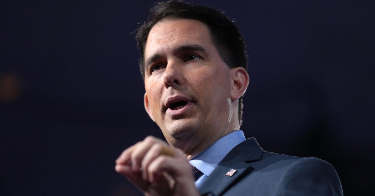 Republican Gov. Scott Walker of Wisconsin speaking at the 2017 Conservative Political Action Conference in National Harbor, Maryland.