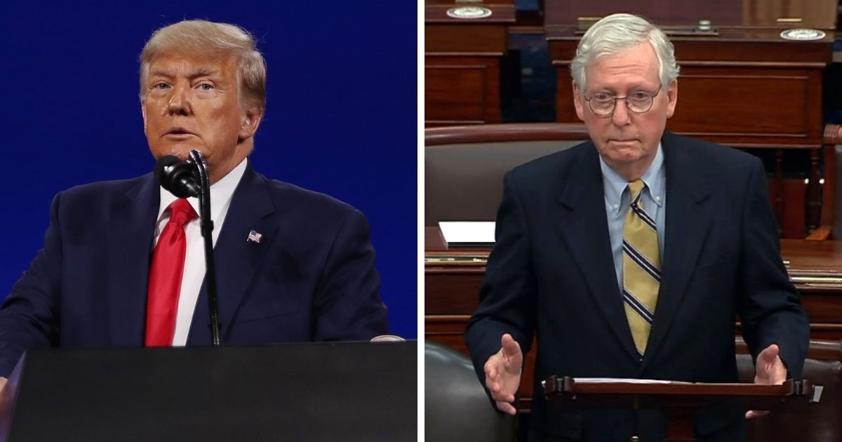 Former President Donald Trump speaks about Republican Minority leader Sen. Mitch McConnell of Kentucky in a podcast interview on Monday.