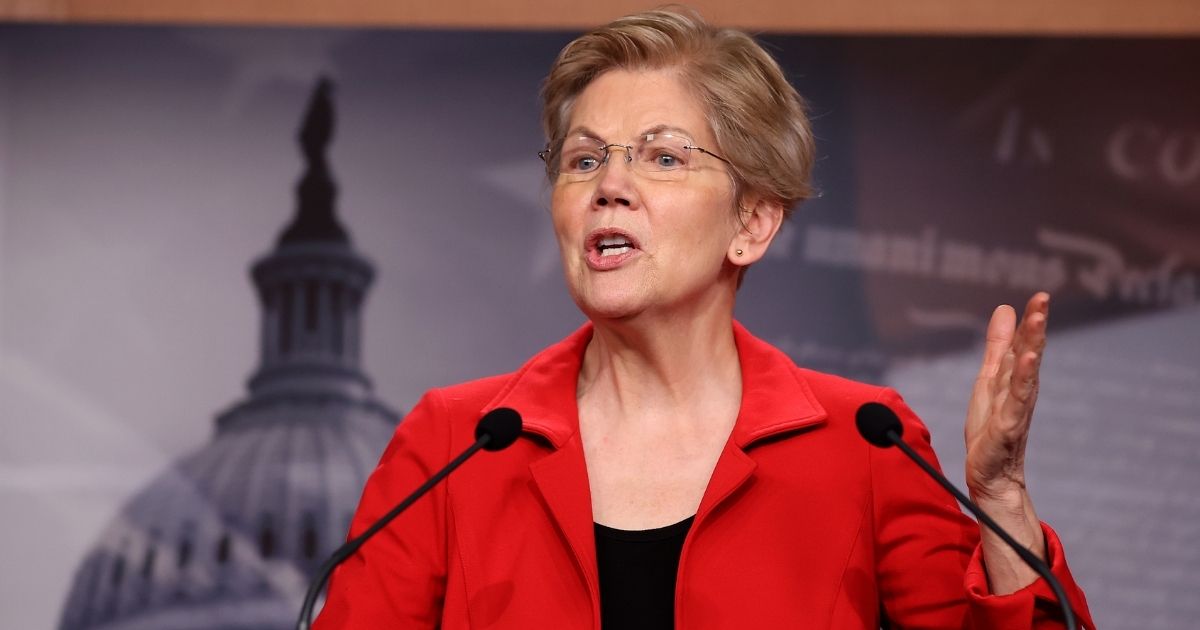 Democratic Sen. Elizabeth Warren of Massachusetts holds a news conference to announce legislation that would tax the net worth of America's wealthiest individuals at the U.S. Capitol on March 1, 2021, in Washington, D.C.