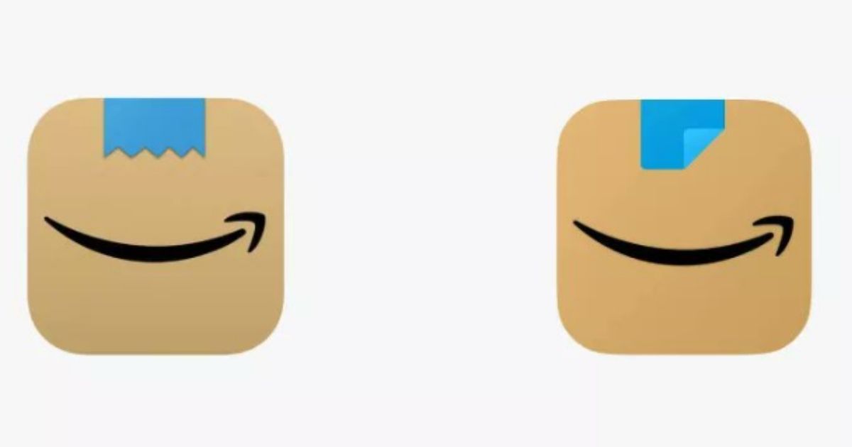 Amazon told the fact-checking site Snopes that the update the company made (right) to its new logo (left) came in response to customer feedback, but it's unclear if the change was related to users who compared the blue tape to Adolf Hitler's mustache.