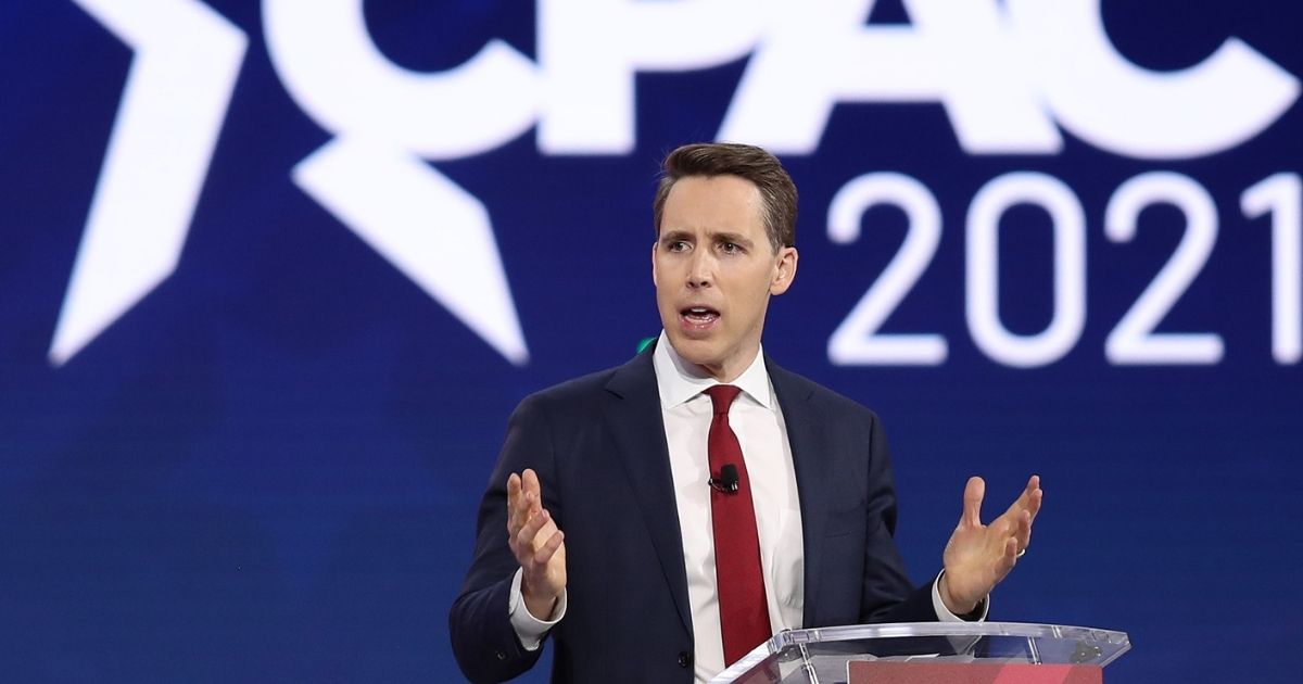 Missouri Sen. Josh Hawley addresses the Conservative Political Action Conference on Feb. 26 in Orlando, Florida. Hawley, an outspoken conservative and unapologetic supporter of former President Donald Trump, was the subject of a lengthy, unflattering piece in The New York Times.