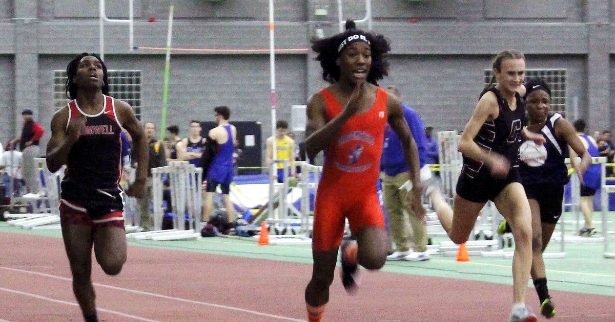 Terry Miller, a male competing in a girls high school track meet, wins a 55-meter dash in February 2019 in New Haven, Connecticut.