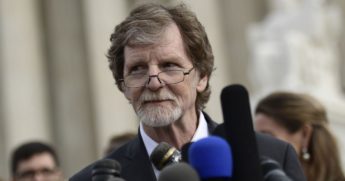 Jack Phillips, owner of Masterpiece Cakeshop in Lakewood, Colorado, speaks to reporters outside the Supreme Court in December 2017.