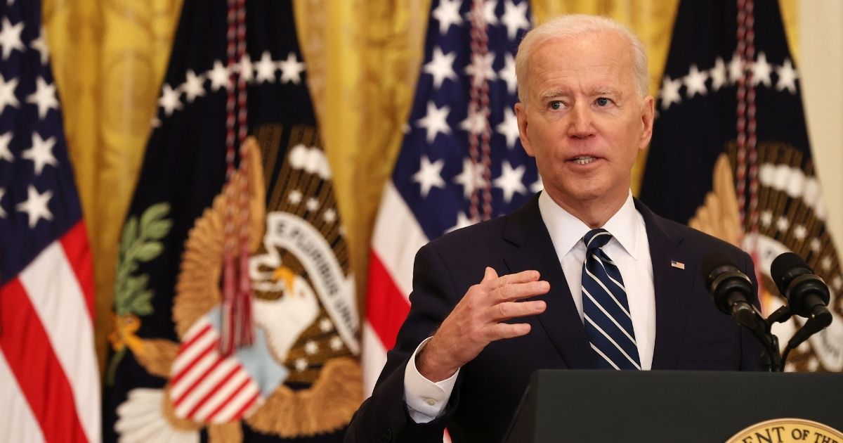 President Joe Biden speaks during his White House news conference Thursday.