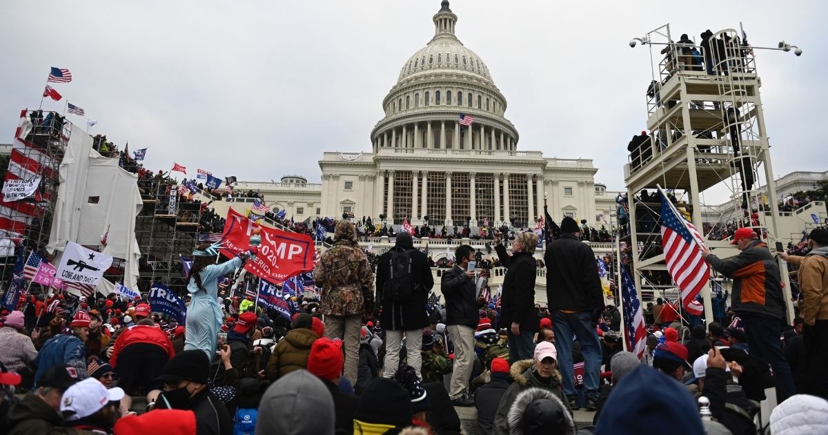 Supporters of then-President Donald Trump gather outside the Capitol on Jan. 6.