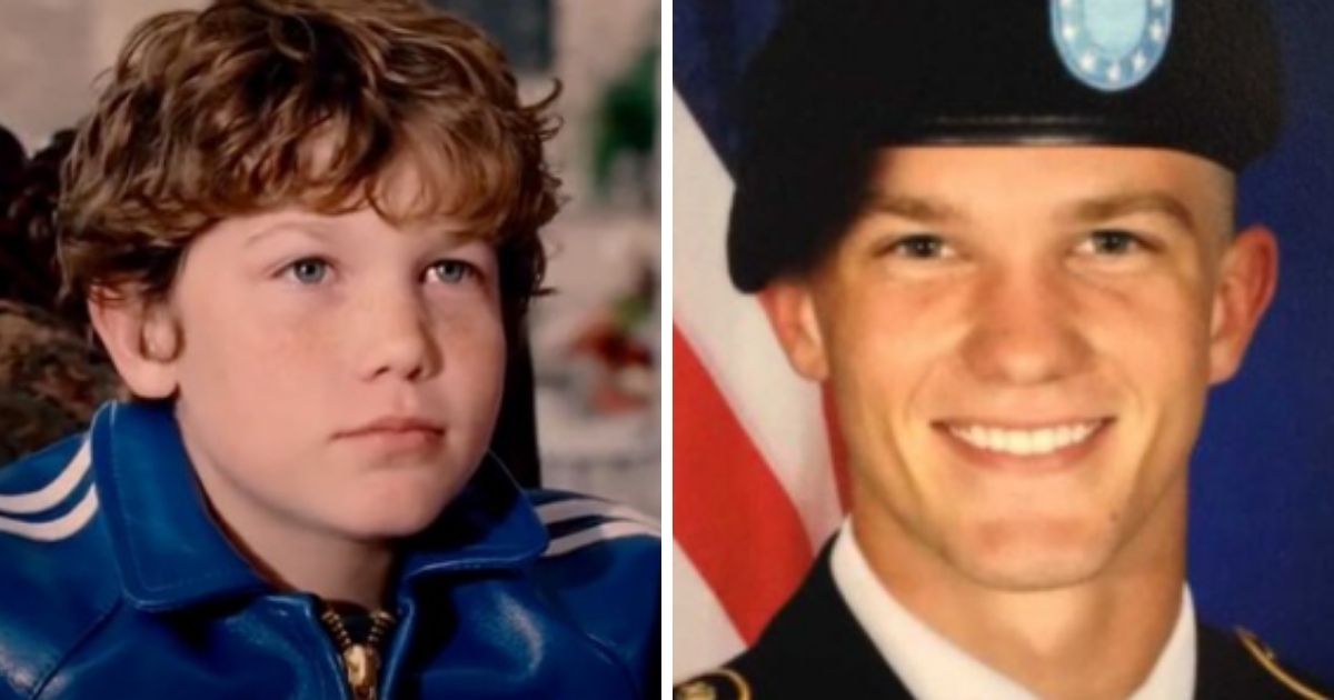 Houston Tumlin as a child actor, left, and as an Army E-4 specialist, right.