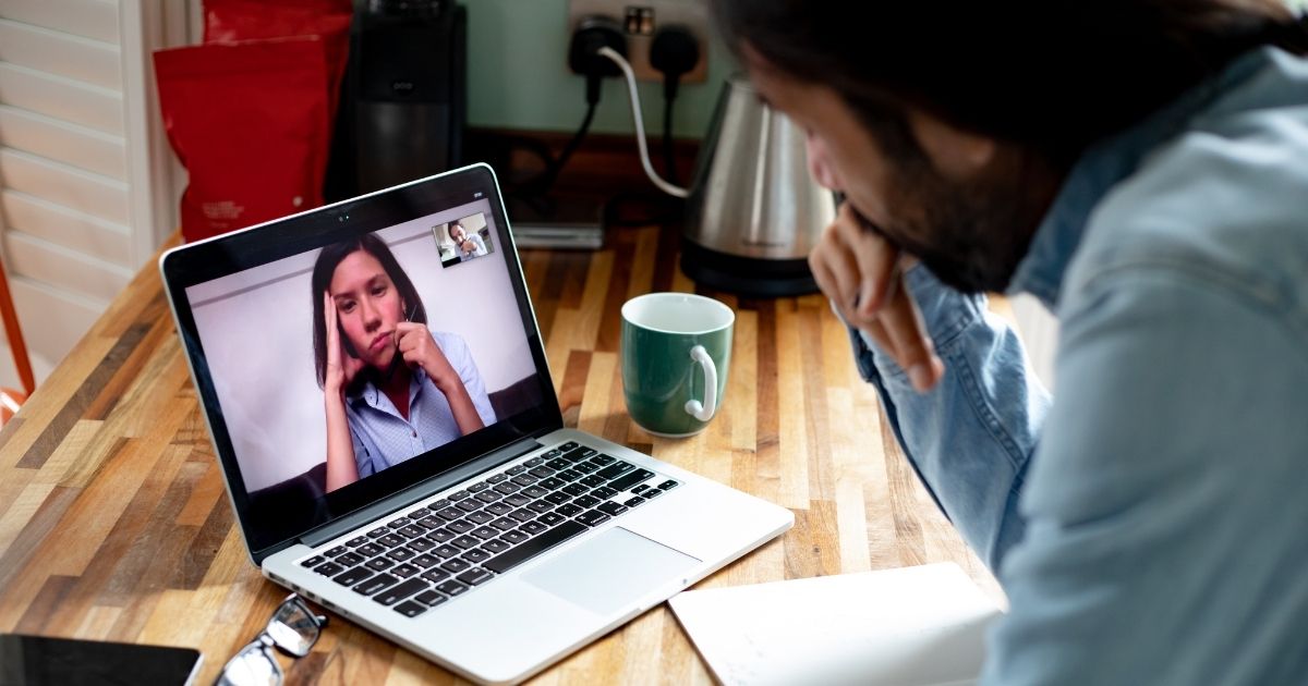 This stock photo portrays a man and woman feeling frustrated during a Zoom call. A December Gallup survey reported that Americans' mental health is worse than it has ever been in the last two decades, with only 76 percent of Americans reporting their mental health was good or excellent.
