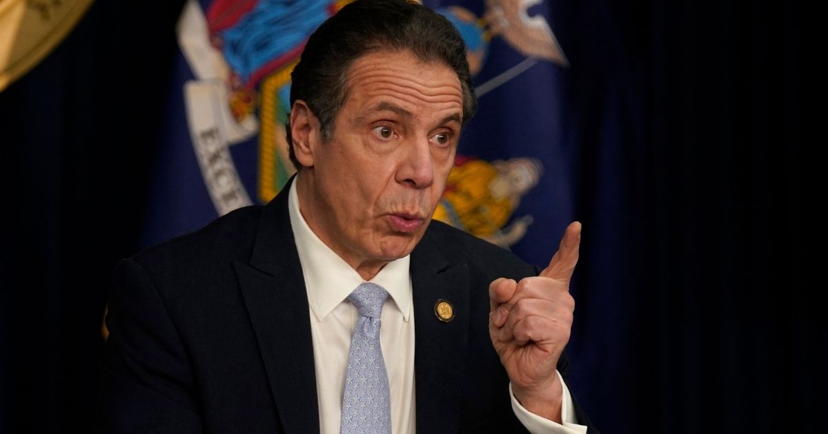New York Gov. Andrew Cuomo speaks at an event at his office in New York on March 18, 2021. (