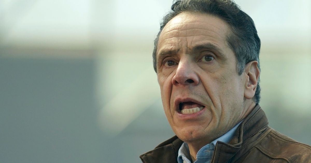 New York Gov. Andrew Cuomo speaks at the Jacob K. Javits Convention Center on March 8, 2021, in New York City.