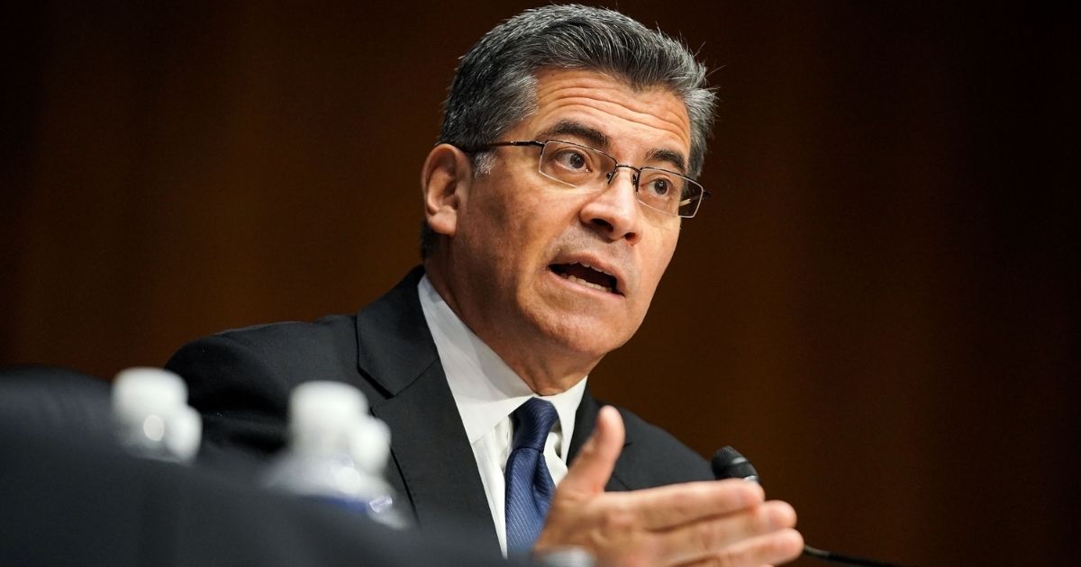 Xavier Becerra, President Joe Biden's nominee for health secretary, answers questions during his Senate Finance Committee hearing on Feb. 24, 2021, at Capitol Hill in Washington, D.C. (
