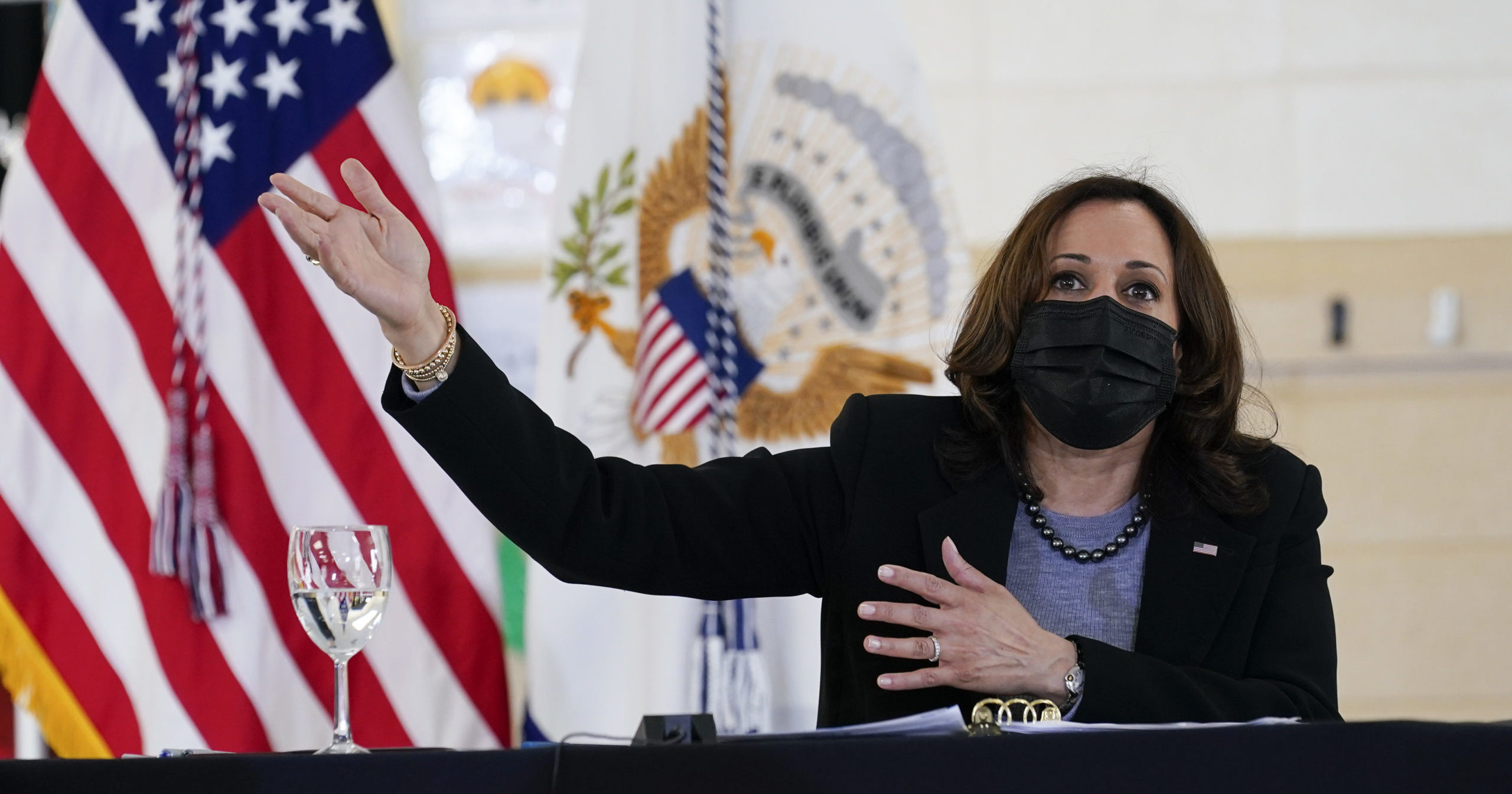 Vice President Kamala Harris speaks at the Boys & Girls Club of New Haven, Connecticut, on March 26, 2021.