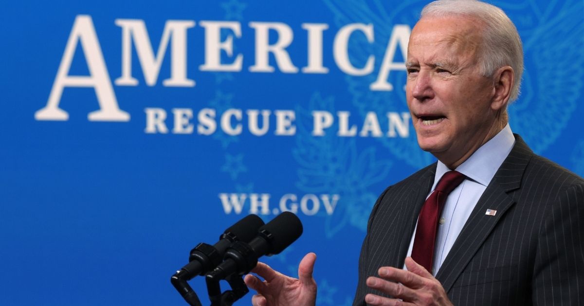 President Joe Biden speaks in the Eisenhower Executive Office Building on Feb. 22, 2021, in Washington, D.C.